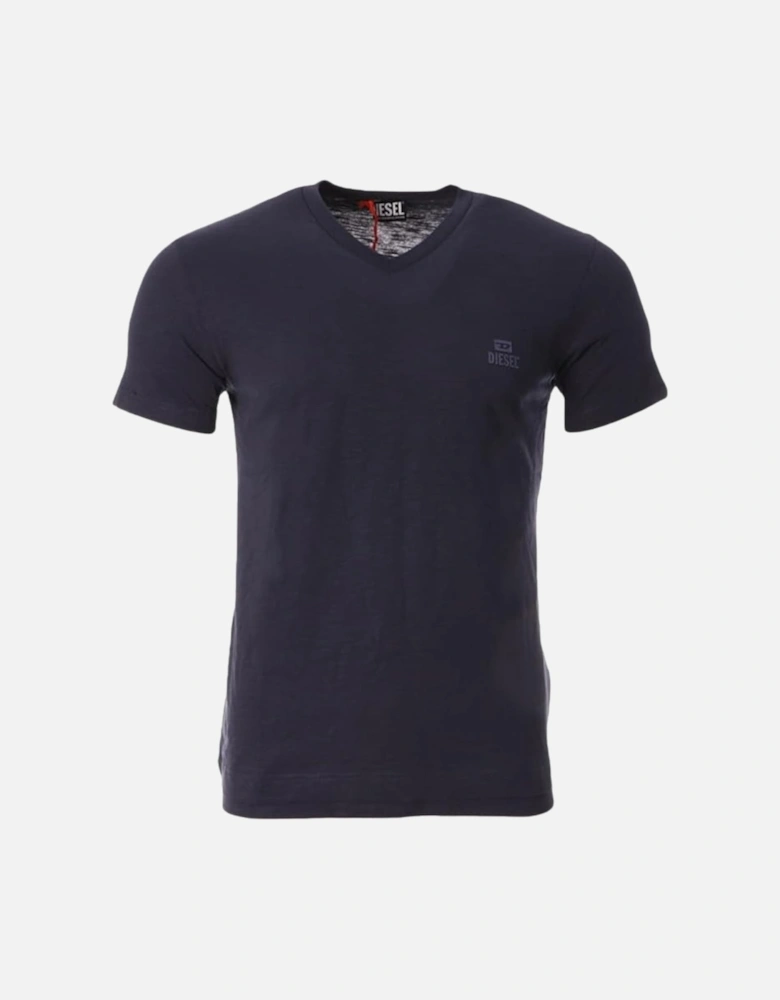 Tonal Logo V-Neck Navy Blue T-Shirt