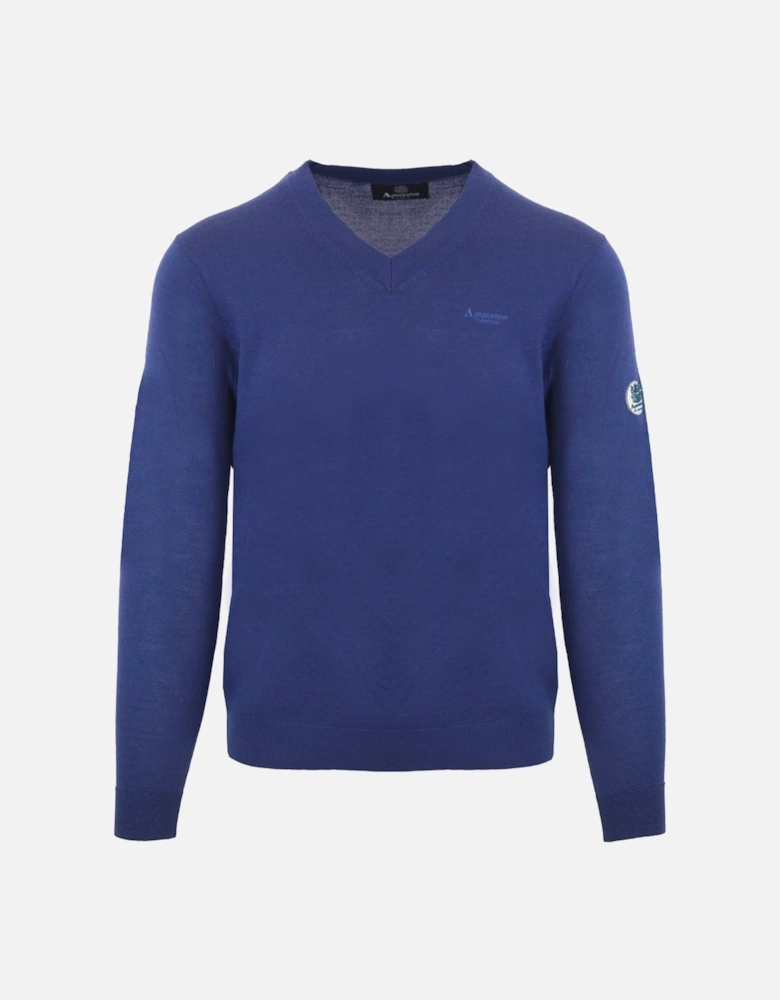 V-Neck Blue Pull Over Jumper