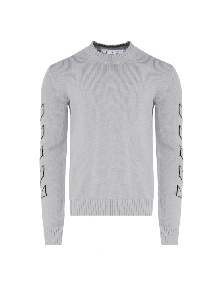 Diag Outline Medium Grey Knit Jumper