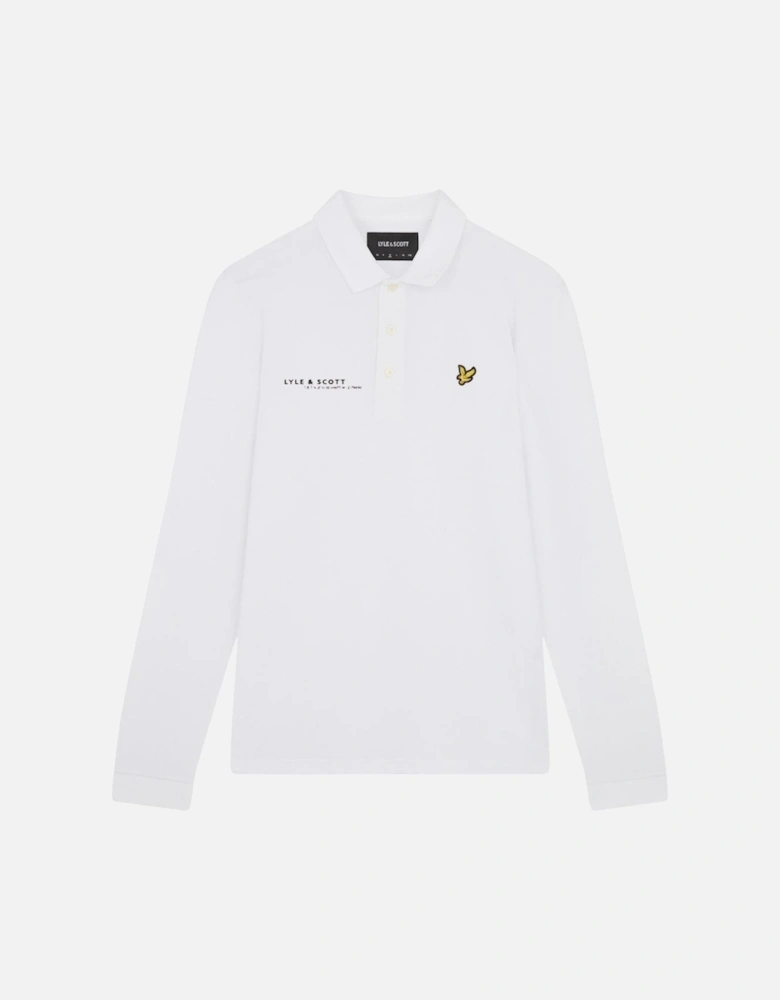 Lyle & Scott White Co-ordinate Print Logo Long Sleeved Polo Shirt