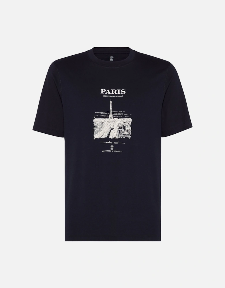 Paris Print T-Shirt Black