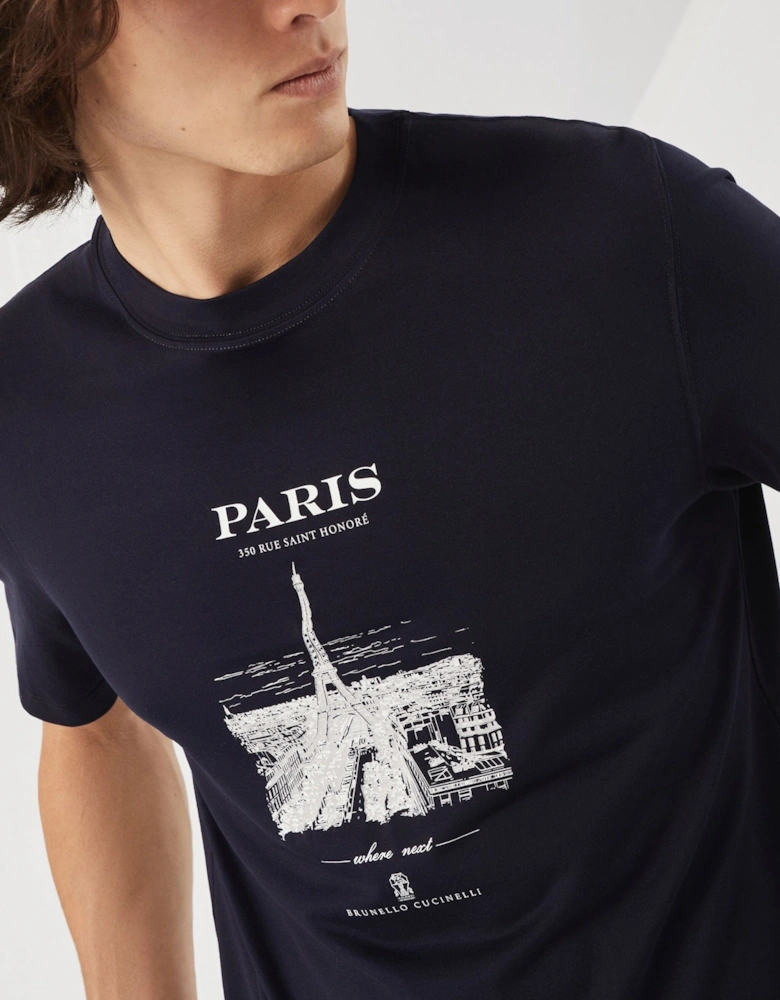 Paris Print T-Shirt Black