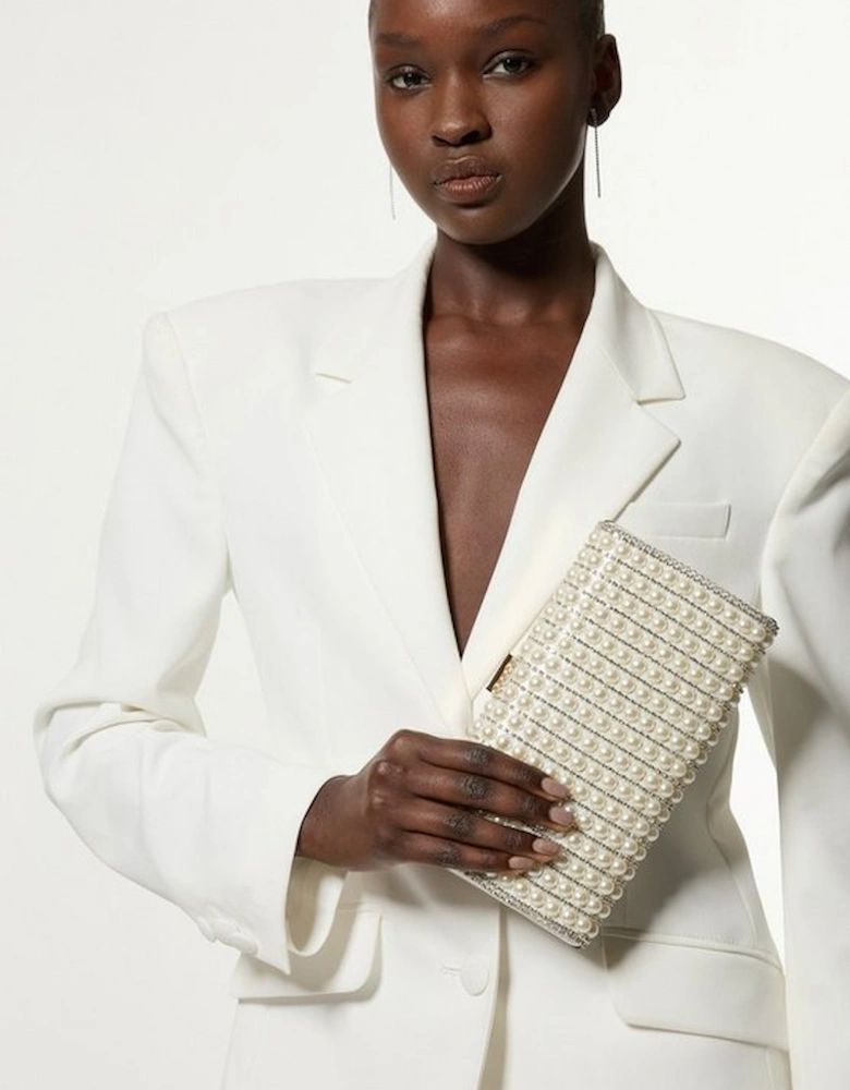 Pearl Embellished Clutch Bag