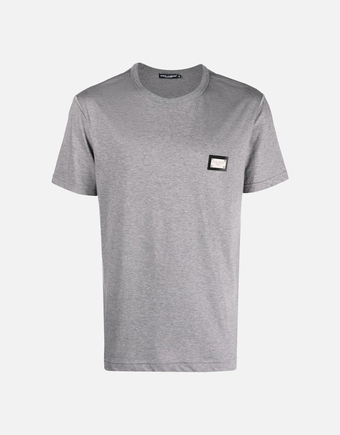 Men's Dolce & Gabbana Silver Plaque T-Shirt in Grey - Size: 38