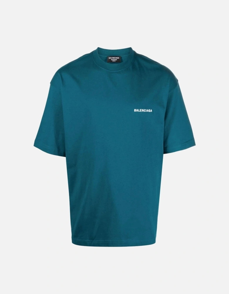 Embroidered Logo Oversized T-Shirt in Blue