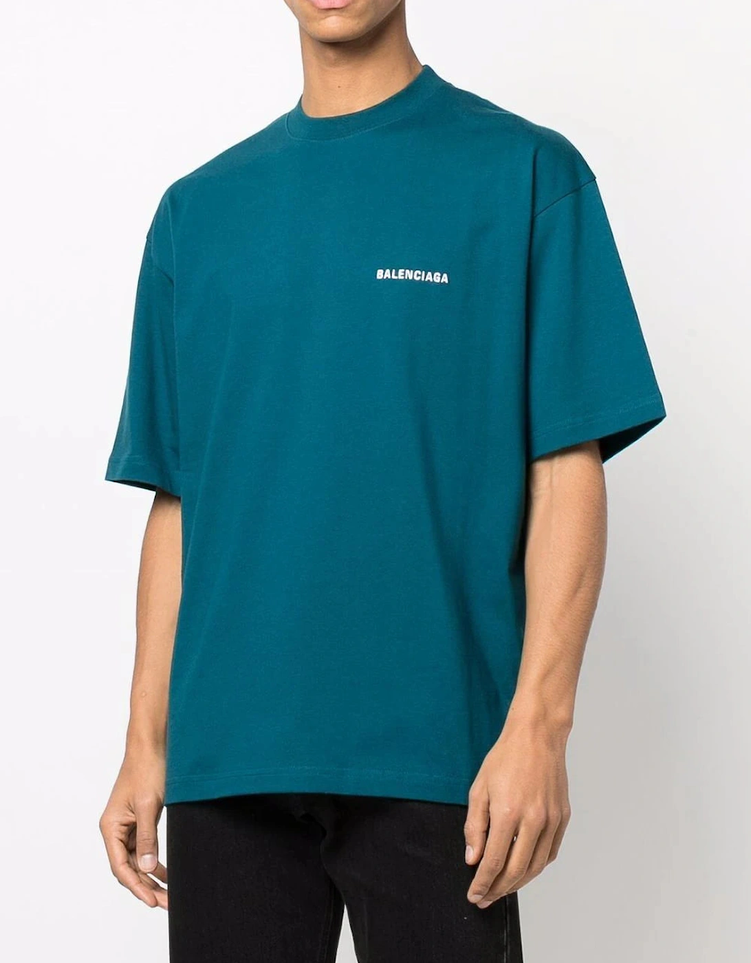 Embroidered Logo Oversized T-Shirt in Blue