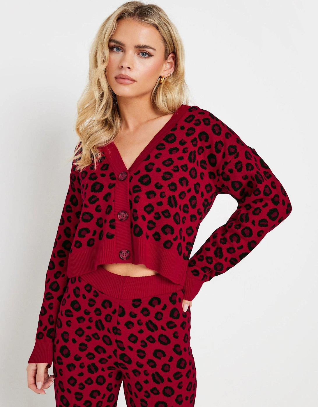 Petite Leopard Knitted Cardigan - Red, 2 of 1