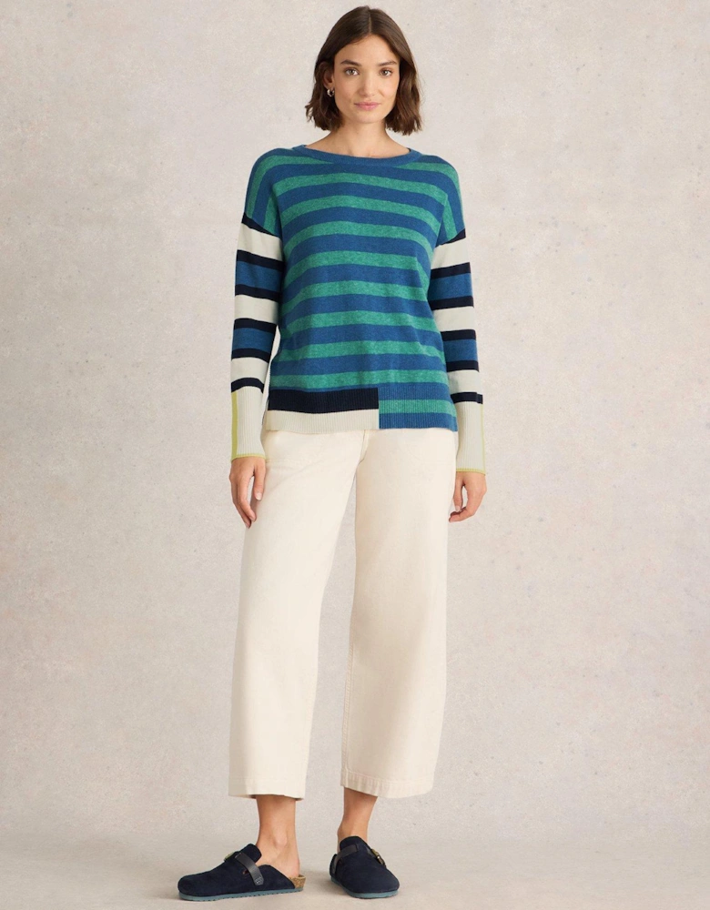 Olive Stripe Jumper - Blue