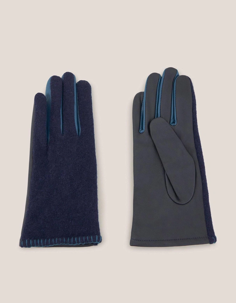 Lucie Leather Glove - Navy