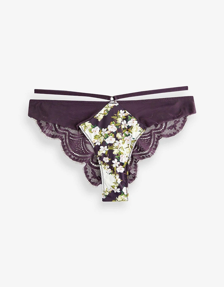 Floral Printed High Waisted Brief - Purple