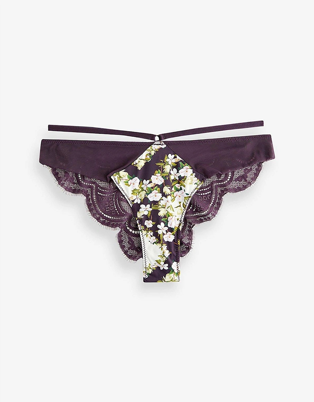 Floral Printed High Waisted Brief - Purple