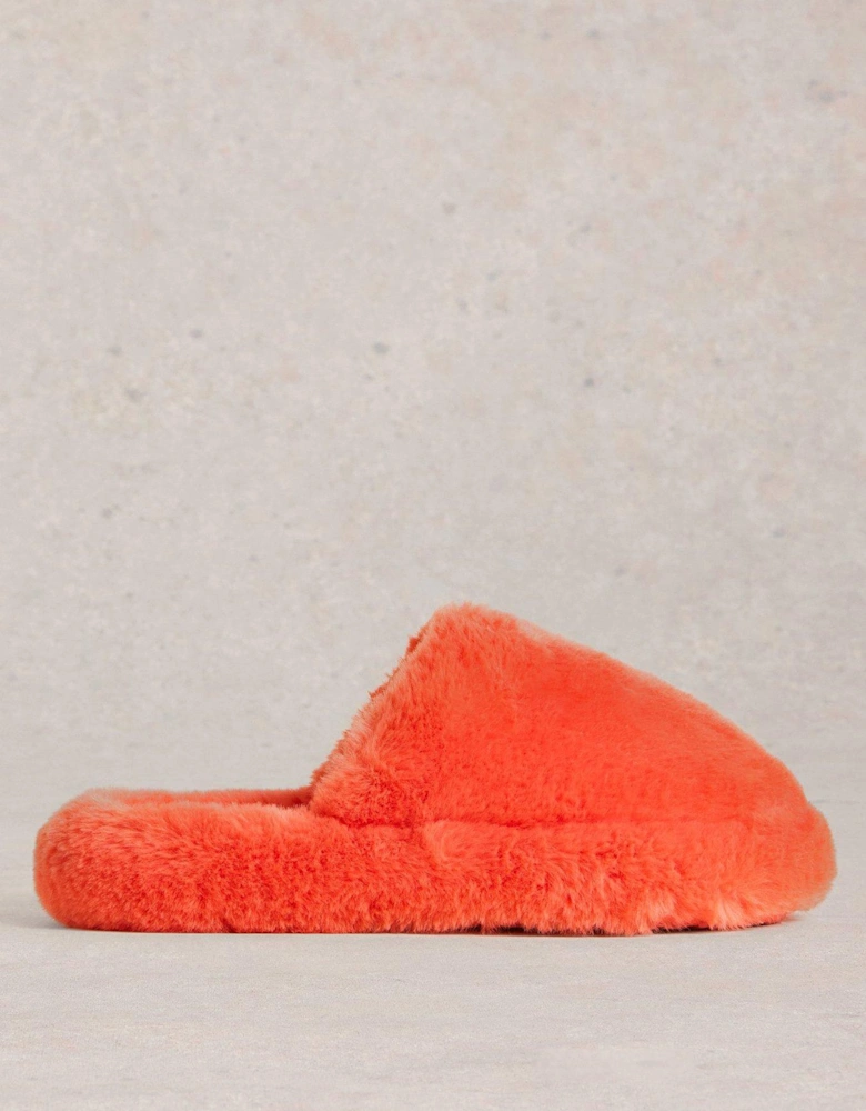 Faux Fur Mule Slipper - Orange