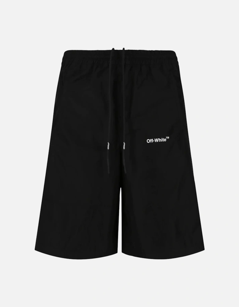 Diag Outline Track Shorts in Black