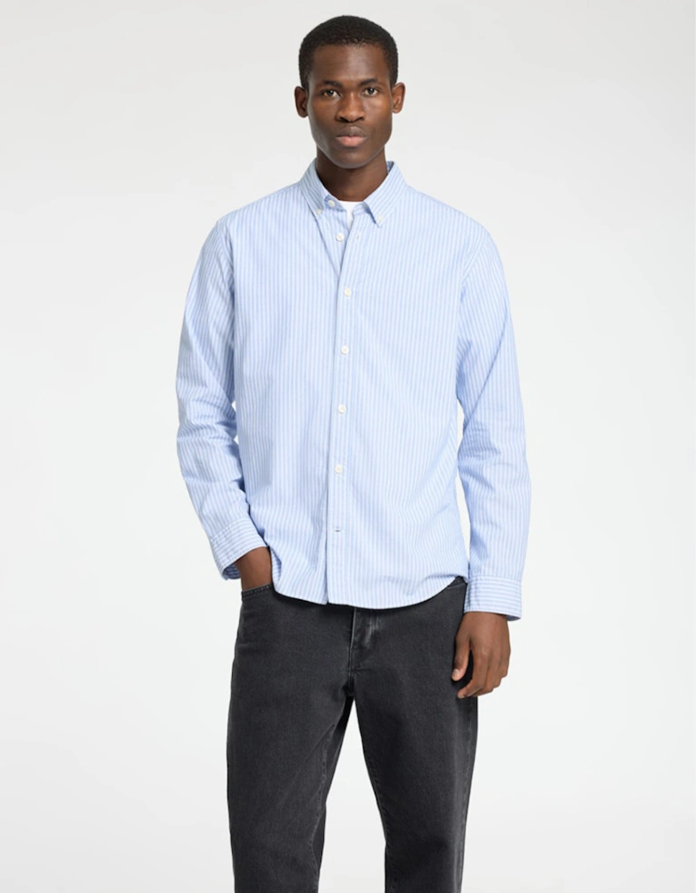 Homme Robin Long Sleeve Button Down Shirt Light Blue Stripes