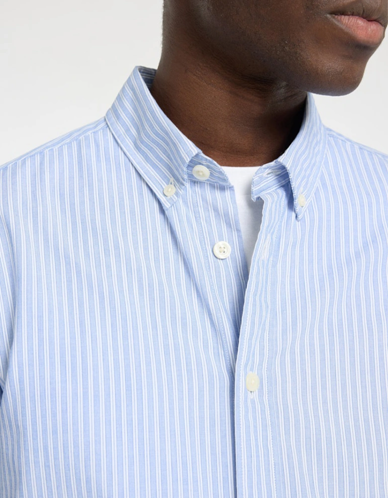 Homme Robin Long Sleeve Button Down Shirt Light Blue Stripes