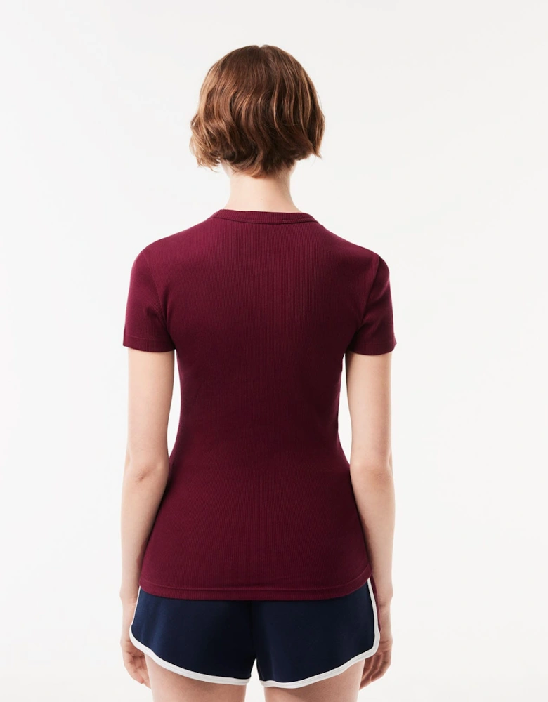 Slim Fit Ribbed Cotton T-Shirt