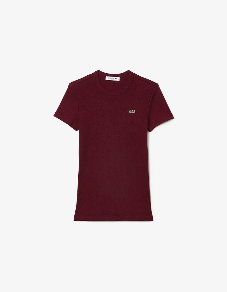 Slim Fit Ribbed Cotton T-Shirt