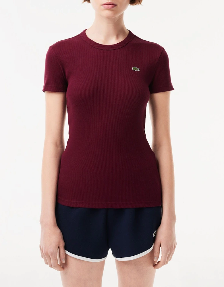 Slim Fit Ribbed Cotton T-Shirt