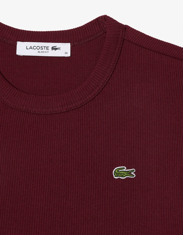 Slim Fit Ribbed Cotton T-Shirt