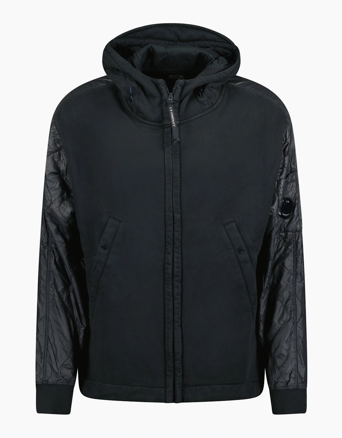 Men's CP Company Diagonal Raised Mixed Quilted Hooded Black Sand - Size: M