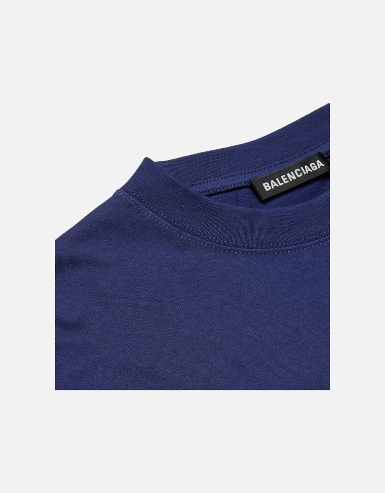 Oversized Political Logo-Print Cotton-Jersey T-Shirt Blue