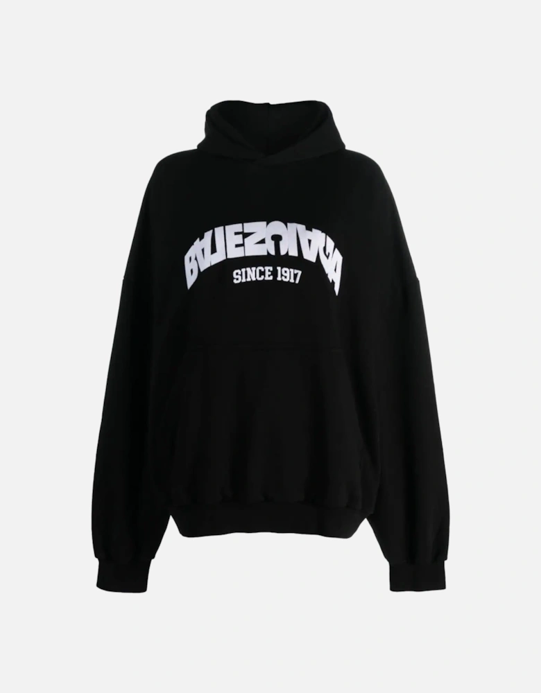 Back Flip Round Hoodie Oversized Black