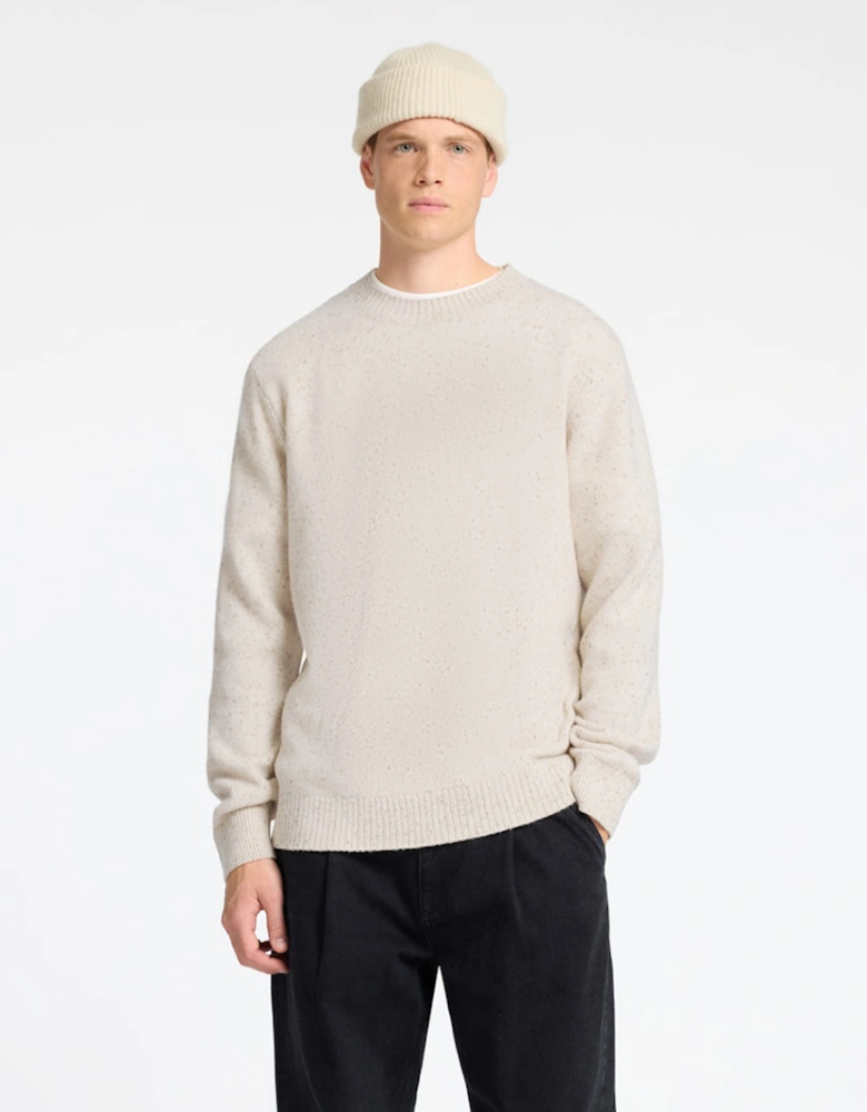 Homme Neil Long Sleeve Knit Neps Crew Neck Pullover Tofu