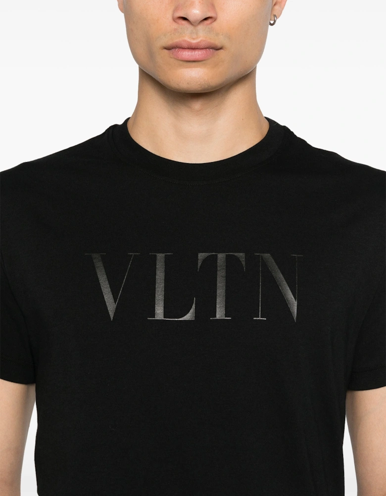 Black VLTN Printed T-Shirt in Black