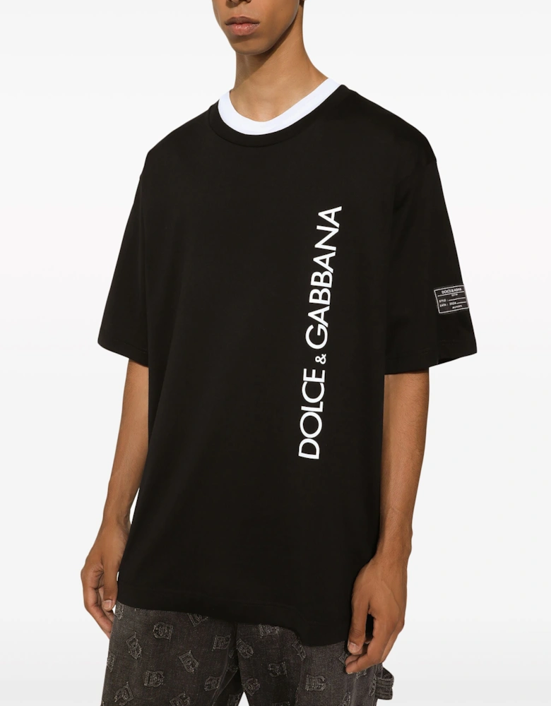 Vertical Logo Printed T-Shirt in Black