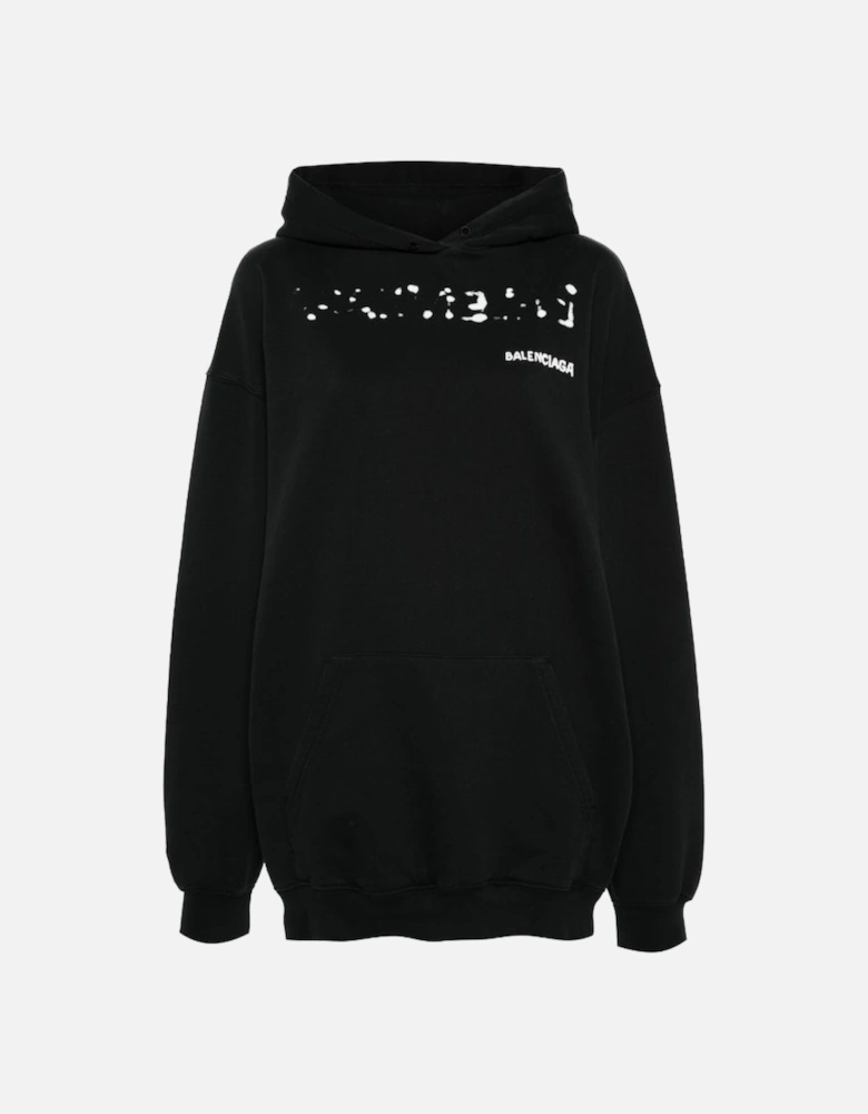 Hand Drawn-logo Cotton Hoodie Black