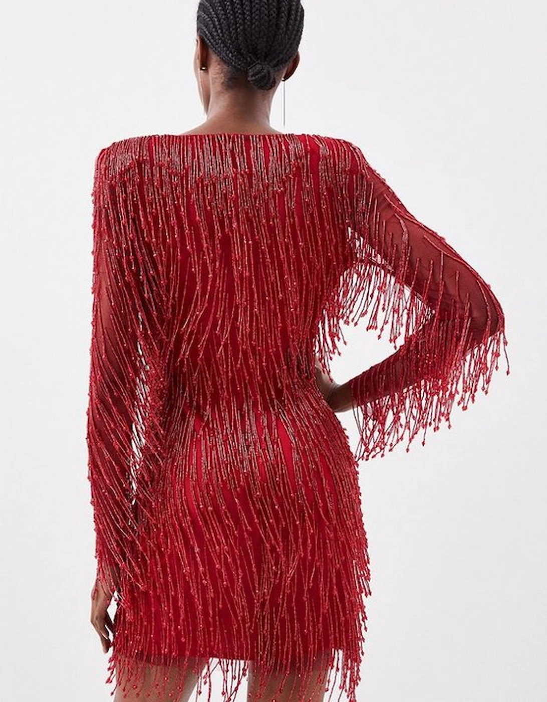 Beaded Fringed And Embellished Woven Mini Dress