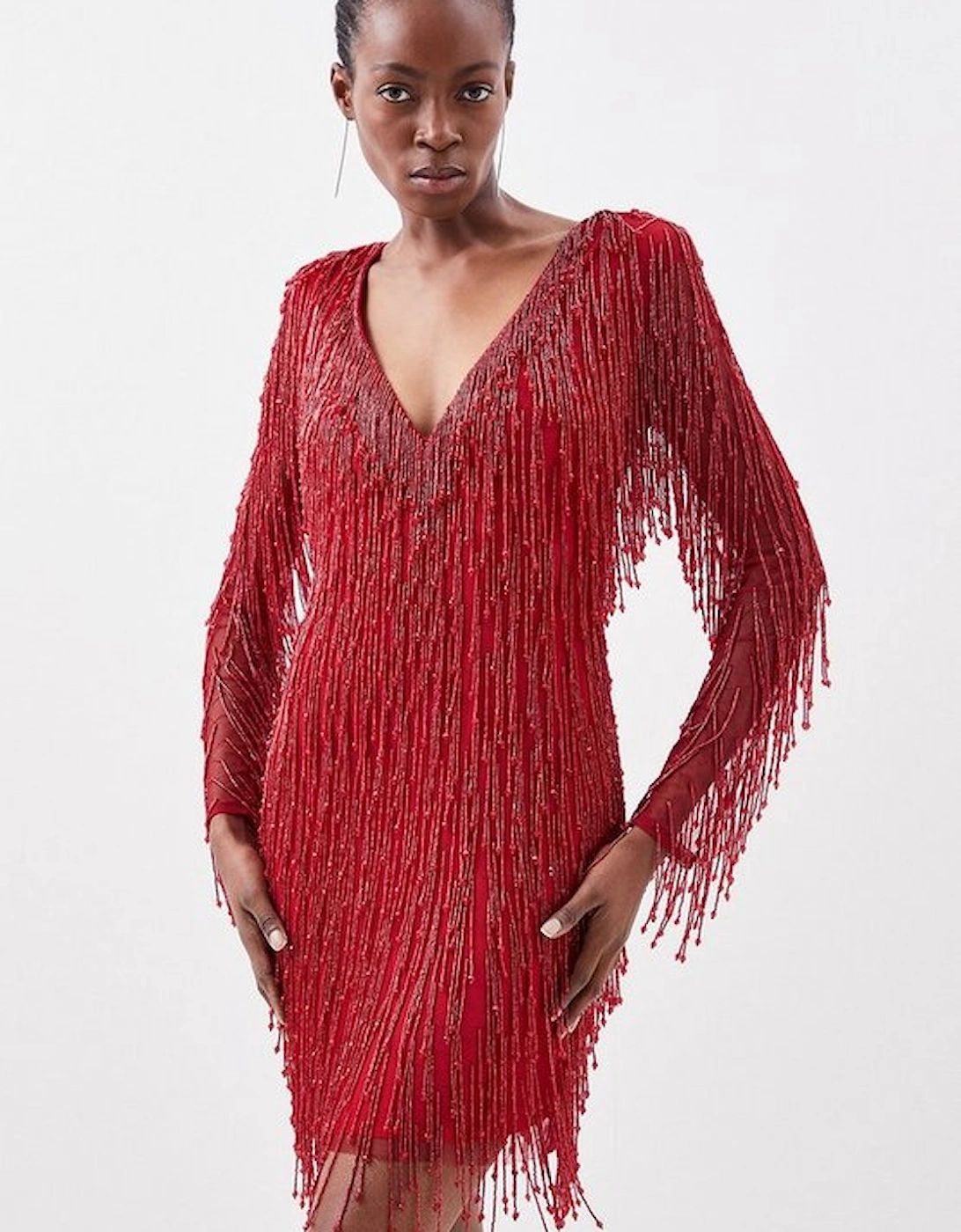 Beaded Fringed And Embellished Woven Mini Dress, 5 of 4