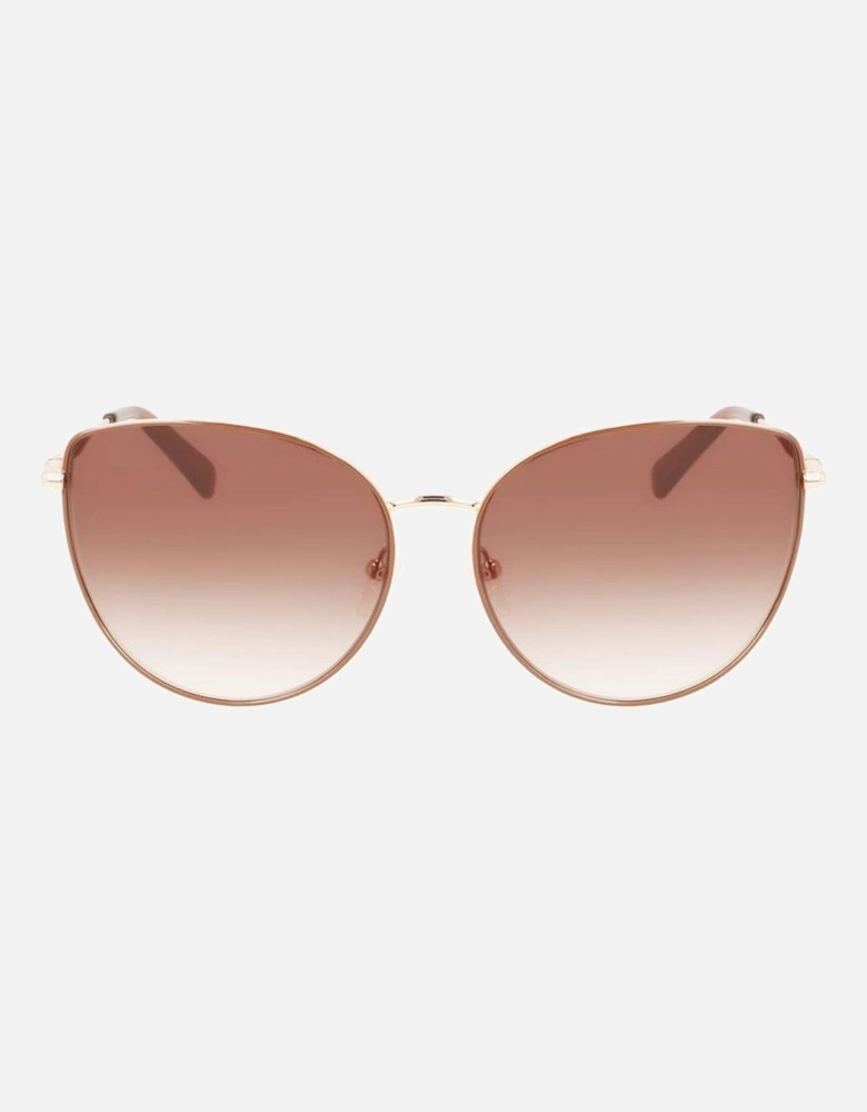 Metal Bracelet Watch with Golden Dial Women Sunglasses