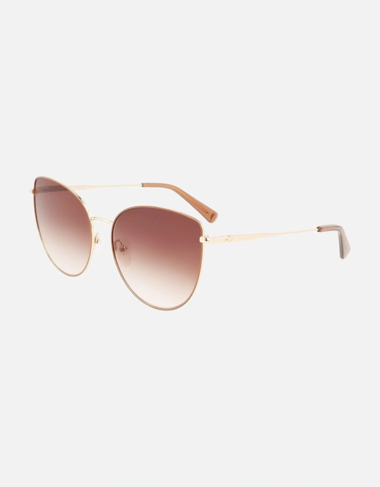 Metal Bracelet Watch with Golden Dial Women Sunglasses