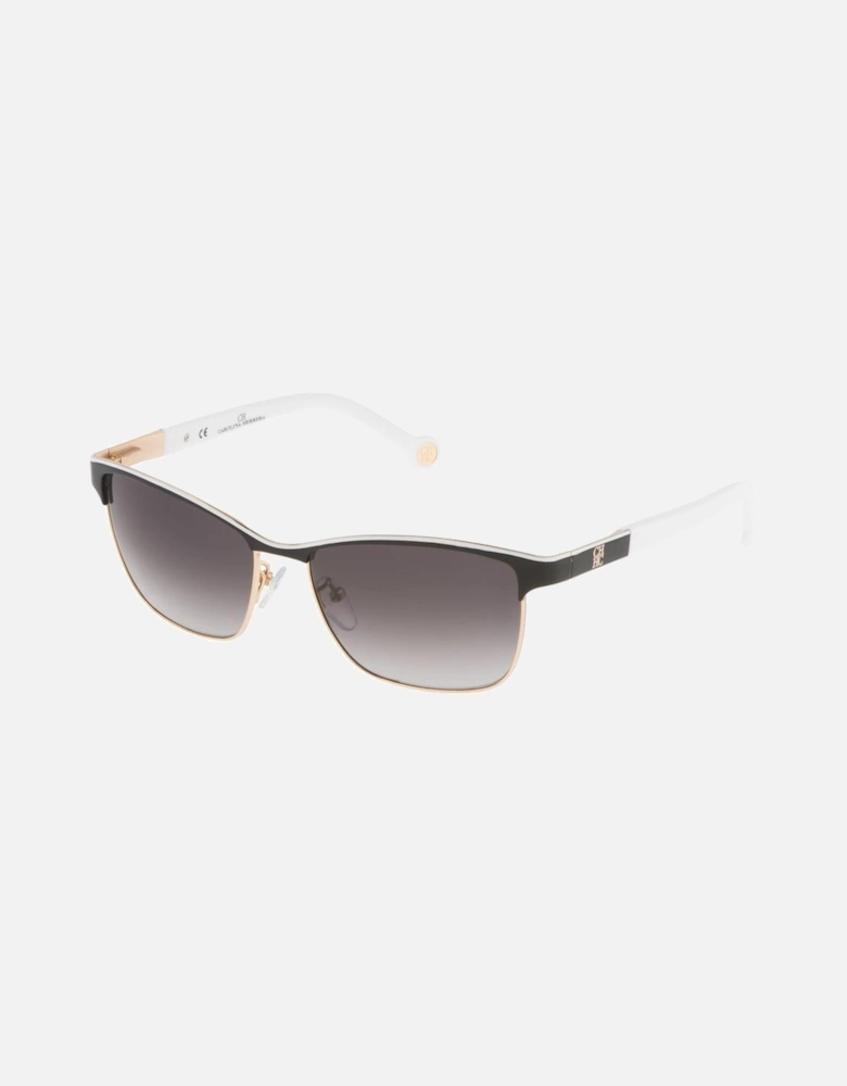 Metal Bracelet Chronograph Watch with Black Dial Women Sunglasses