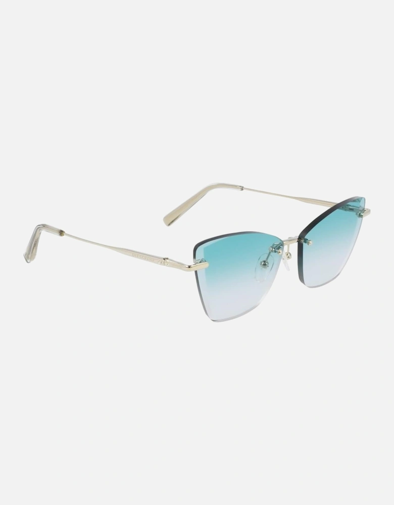 Metal Bracelet Watch with Gradient Blue Glass Women - Gold Sunglasses