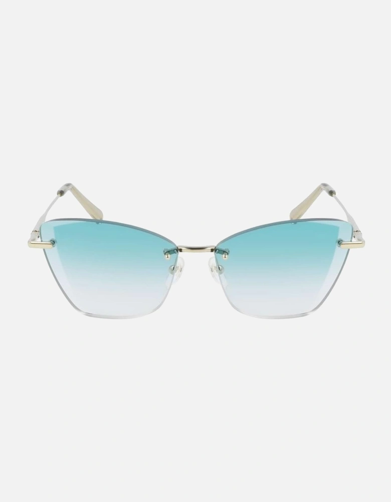 Metal Bracelet Watch with Gradient Blue Glass Women - Gold Sunglasses