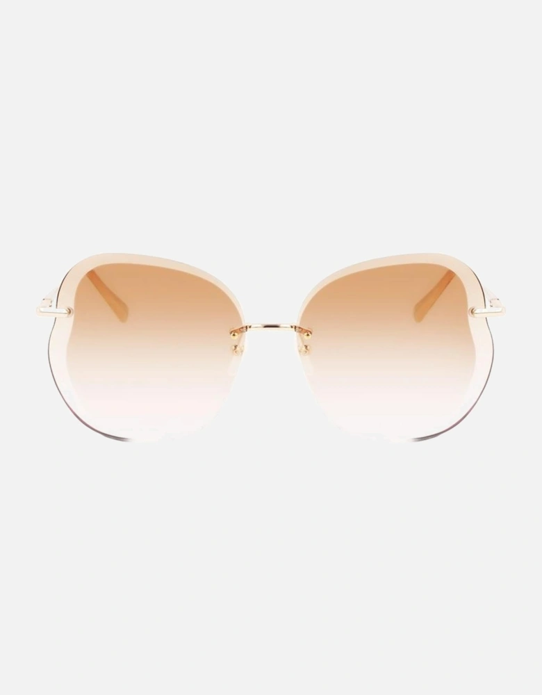 Gradient Orange Dial Metal Bracelet Watch Women - Gold Sunglasses