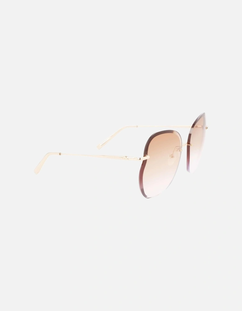 Gradient Orange Dial Metal Bracelet Watch Women - Gold Sunglasses