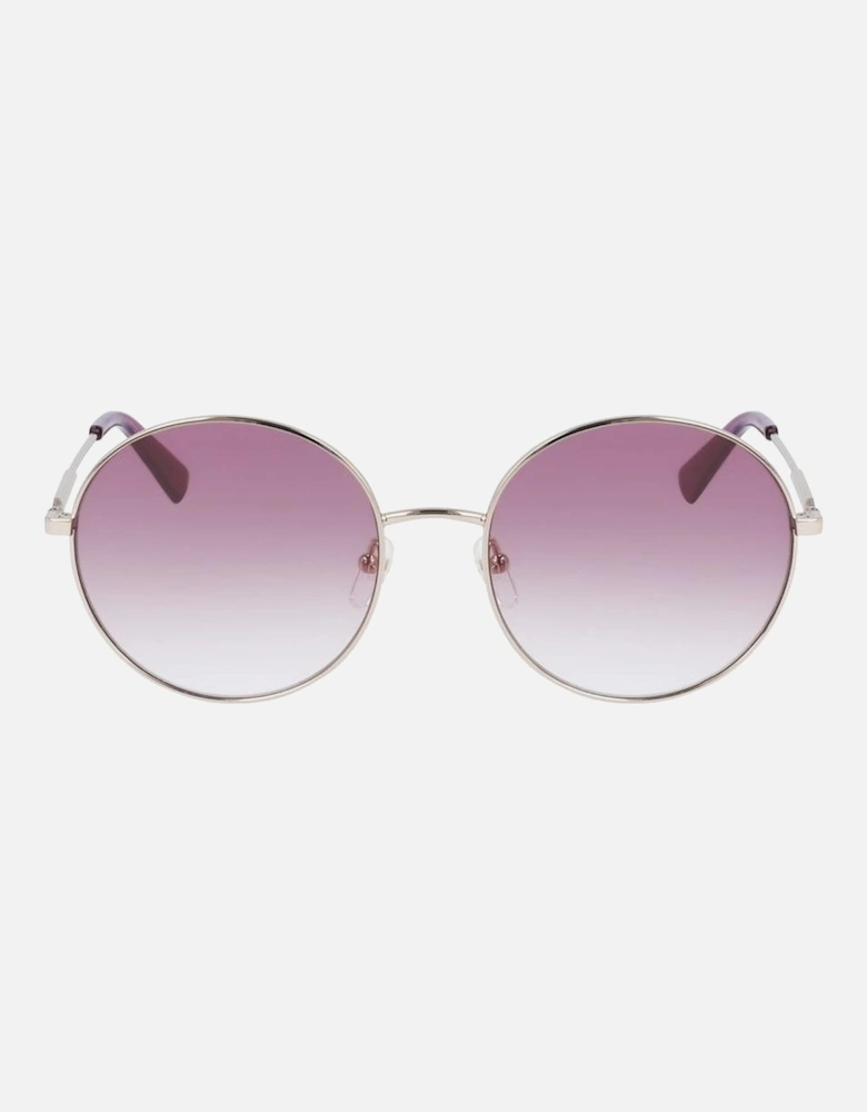 Gradient Pink Glass Golden Dial Metal Bracelet Watch Women Sunglasses