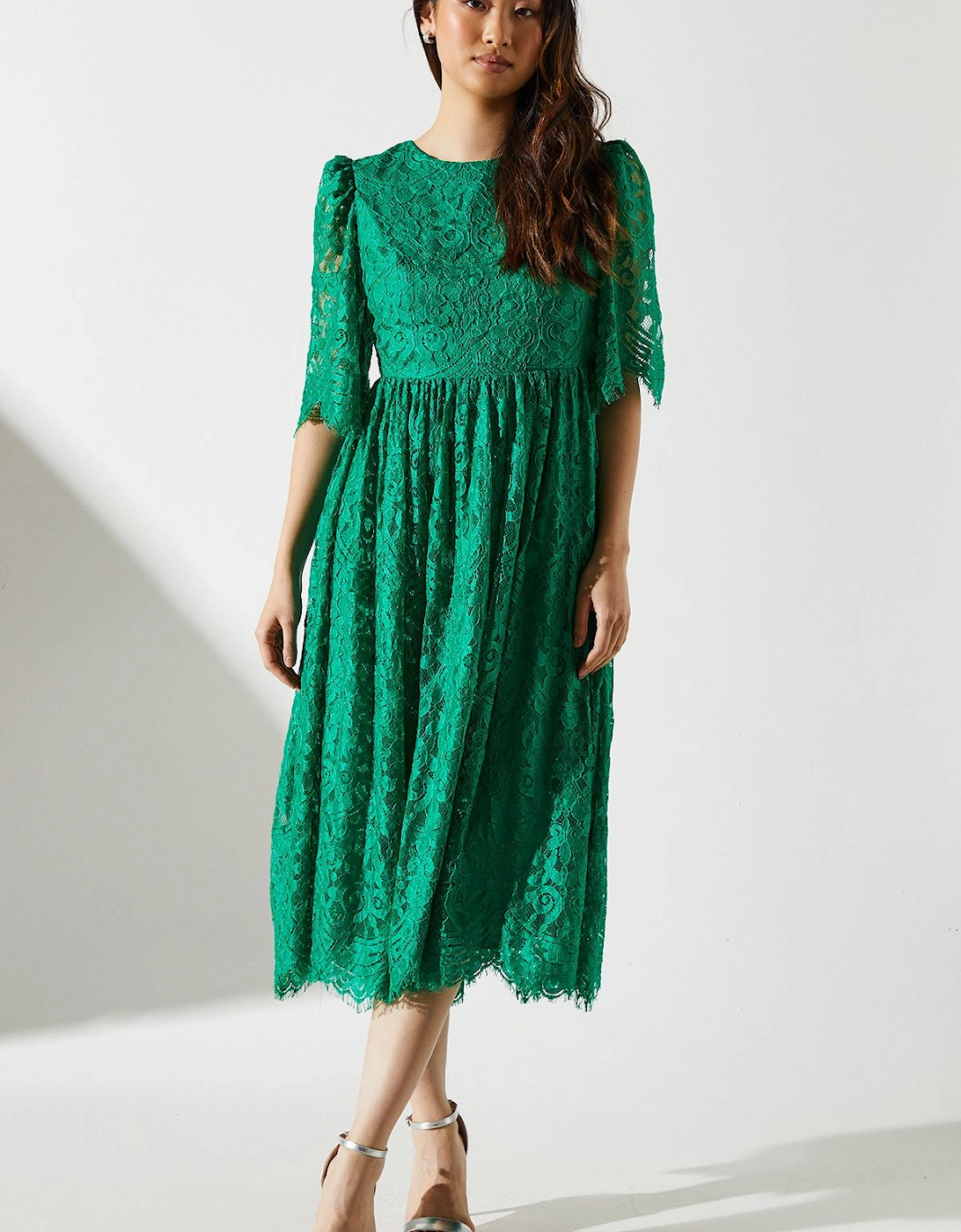 Lace Short Sleeve Midi Dress, 6 of 5