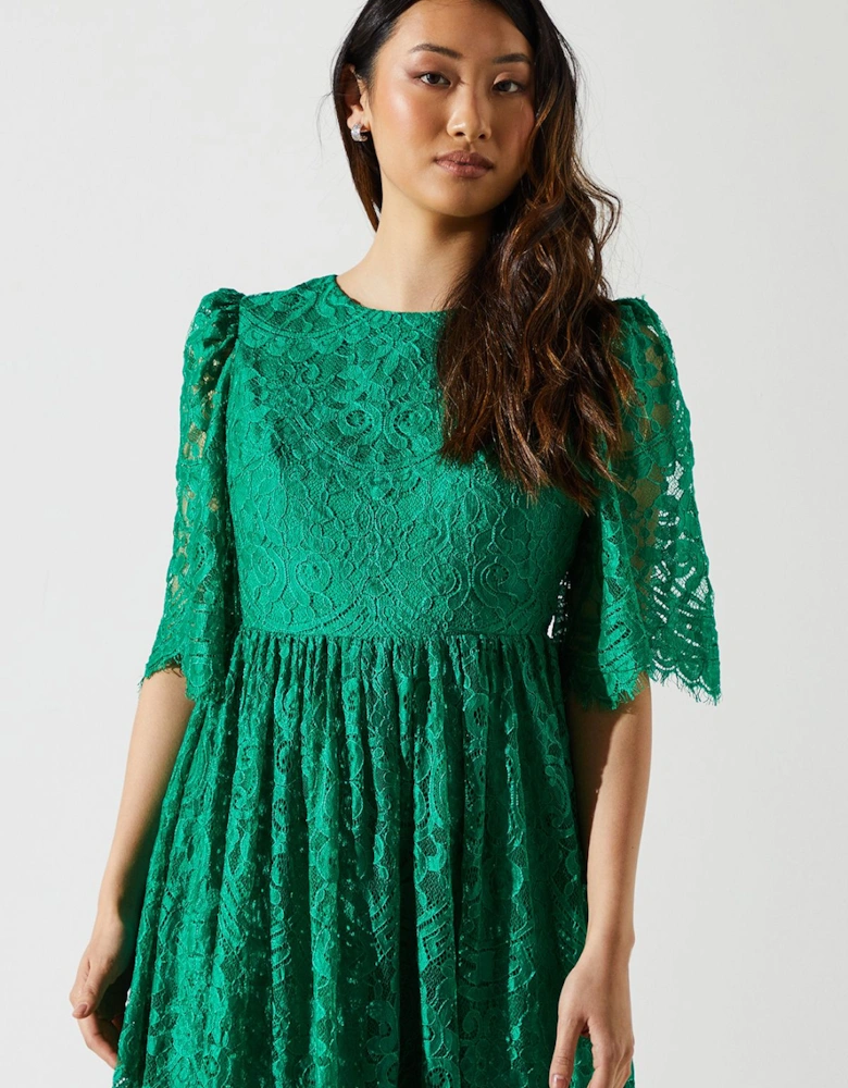 Lace Short Sleeve Midi Dress