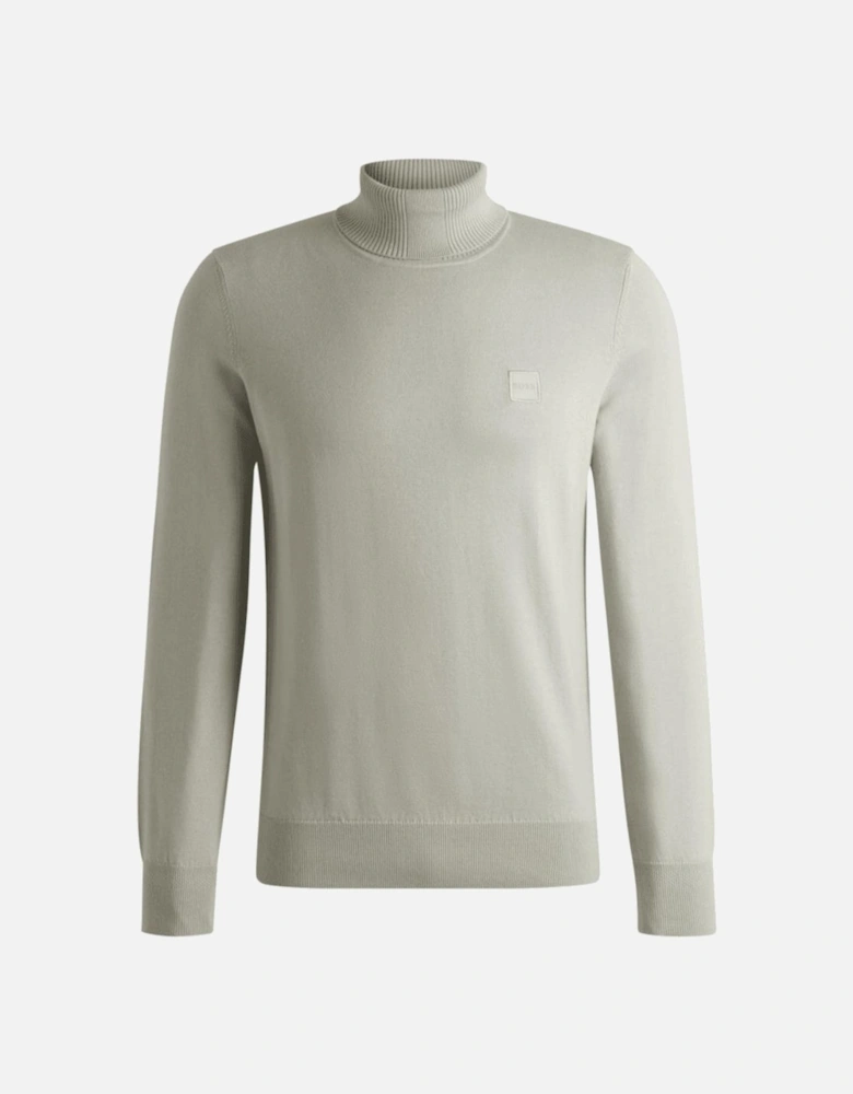 Avac Embroidered Logo Beige Turtle Neck Jumper