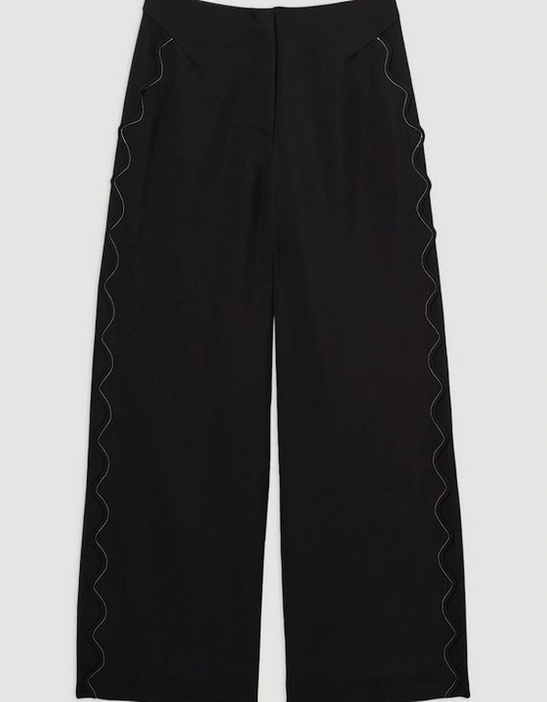 Scallop Trim Woven Crepe Trouser