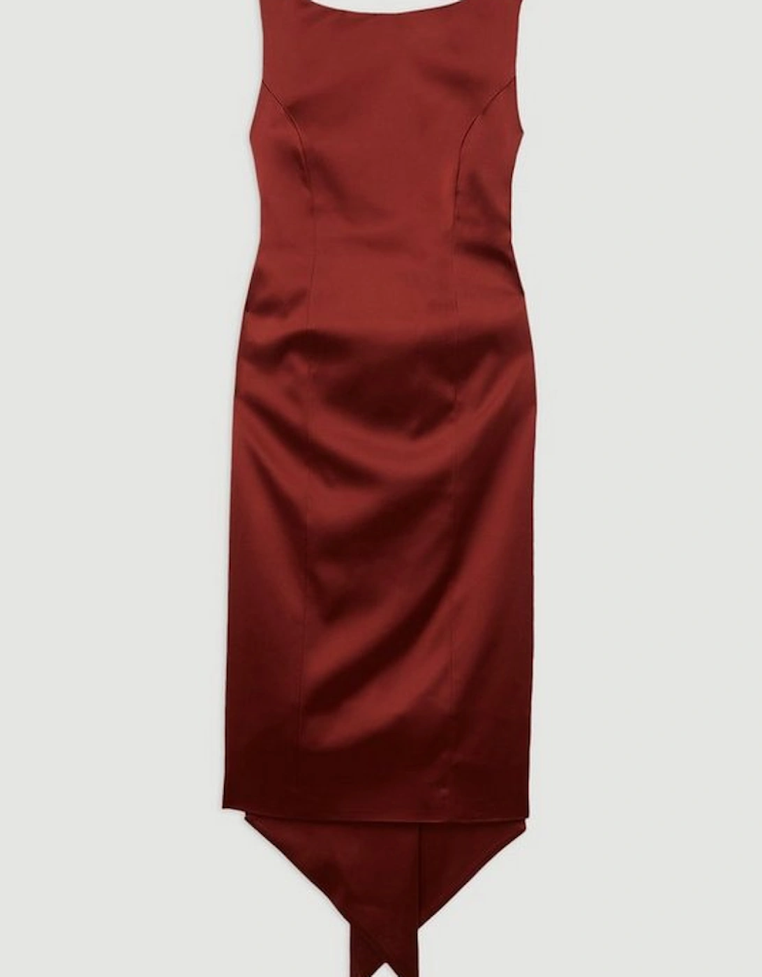 Italian Satin Tailored Bow Detail Maxi Dress