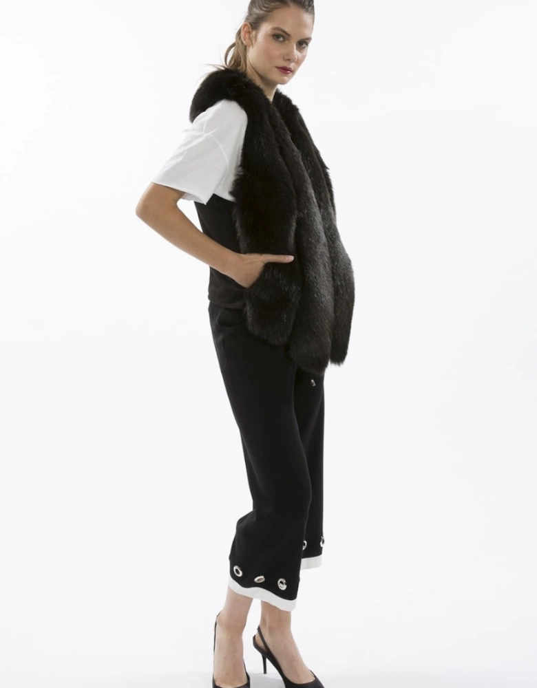 Black Cropped Faux Fur Gilet