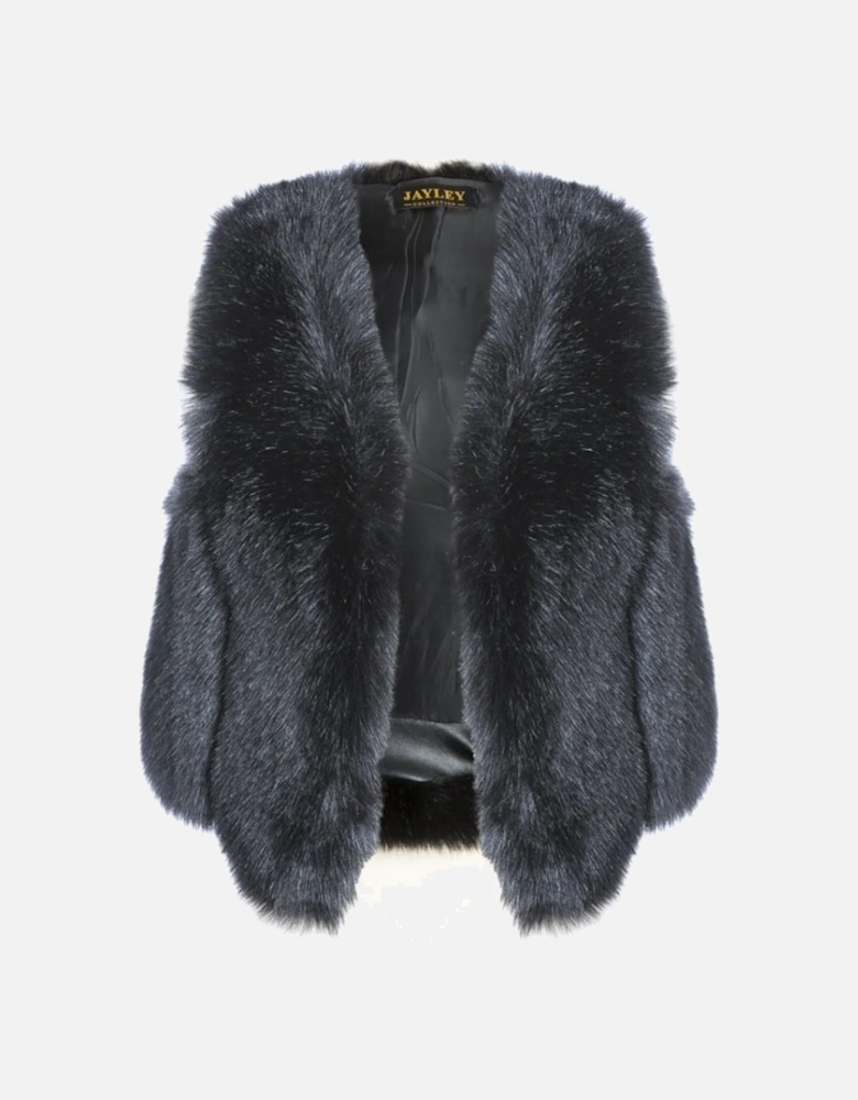 Black Cropped Faux Fur Gilet