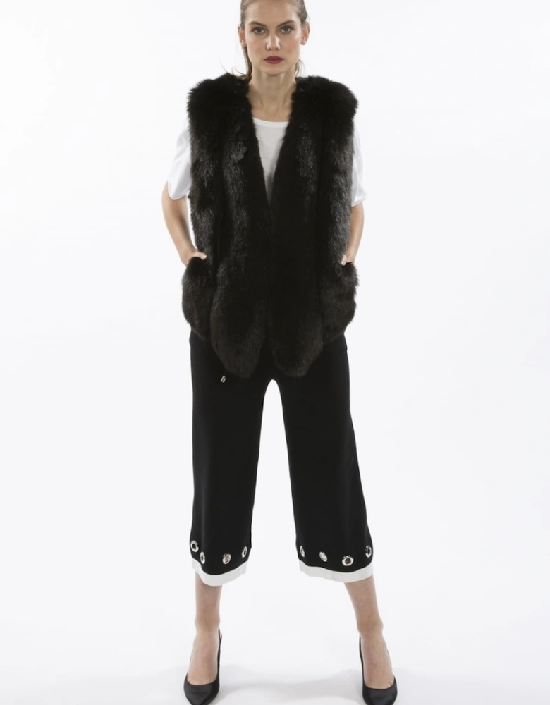 Black Cropped Faux Fur Gilet