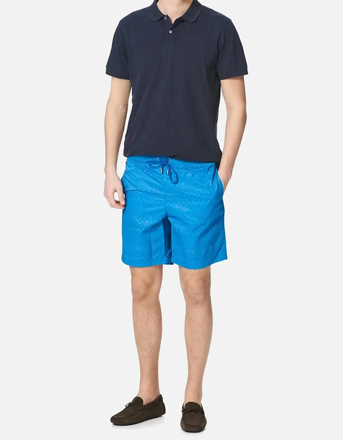 Tonal Zig Zag Swim Shorts in Blue