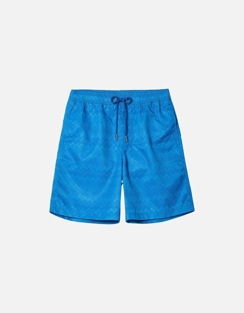 Tonal Zig Zag Swim Shorts in Blue